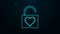 Glowing neon line Lock and heart icon isolated on black background. Locked Heart. Love symbol and keyhole sign