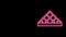 Glowing neon line Louvre glass pyramid icon isolated on black background. Louvre museum. 4K Video motion graphic