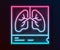 Glowing neon line Lungs x-ray diagnostics icon isolated on black background. Snapshot of the lungs. Vector