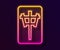 Glowing neon line Mahjong pieces icon isolated on black background. Chinese mahjong red dragon game emoji. Vector