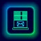 Glowing neon line Mail server icon isolated on black background. Colorful outline concept. Vector