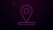 Glowing neon line Map pin icon isolated on purple background. Navigation, pointer, location, map, gps, direction, place