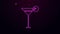 Glowing neon line Martini glass icon isolated on purple background. Cocktail icon. Wine glass icon. 4K Video motion