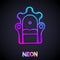 Glowing neon line Medieval throne icon isolated on black background. Vector
