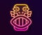 Glowing neon line Mexican mayan or aztec mask icon isolated on black background. Vector