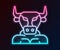 Glowing neon line Minotaur icon isolated on black background. Mythical greek powerful creature the half human bull