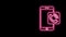 Glowing neon line Mobile phone call icon isolated on black background. 4K Video motion graphic animation