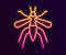 Glowing neon line Mosquito icon isolated on black background. Vector