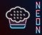 Glowing neon line Muffin icon isolated on black background. Colorful outline concept. Vector