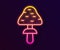 Glowing neon line Mushroom icon isolated on black background. Vector