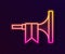 Glowing neon line Musical instrument trumpet icon isolated on black background. Vector
