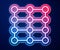 Glowing neon line Neural network icon isolated on blue background. Artificial intelligence AI. Vector