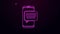 Glowing neon line New chat messages notification on phone icon isolated on purple background. Smartphone chatting sms