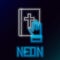 Glowing neon line Oath on the Holy Bible icon isolated on black background. The procedure in court. Truth and truth