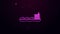 Glowing neon line Oil tanker ship icon isolated on purple background. 4K Video motion graphic animation