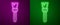 Glowing neon line Paint brush icon isolated on purple and green background. For the artist or for archaeologists and