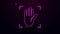 Glowing neon line Palm print recognition icon isolated on purple background. Biometric hand scan. Fingerprint