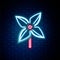 Glowing neon line Pinwheel icon isolated on brick wall background. Windmill toy icon. Colorful outline concept. Vector