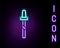 Glowing neon line Pipette icon isolated on black background. Element of medical, cosmetic, chemistry lab equipment