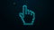 Glowing neon line Pixel hand cursor icon isolated on black background. Pointer hand cursor. 4K Video motion graphic