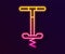 Glowing neon line Pogo stick jumping toy icon isolated on black background. Vector
