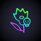 Glowing neon line Poison flower icon isolated on black background. Vector