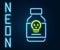 Glowing neon line Poisoned pill icon isolated on black background. Pill with toxin. Dangerous drug. Colorful outline