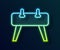 Glowing neon line Pommel horse icon isolated on black background. Sports equipment for jumping and gymnastics. Vector