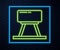 Glowing neon line Pommel horse icon isolated on brick wall background. Sports equipment for jumping and gymnastics