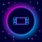 Glowing neon line Portable video game console icon isolated on black background. Gamepad sign. Gaming concept. Colorful