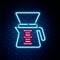 Glowing neon line Pour over coffee maker icon isolated on brick wall background. Alternative methods of brewing coffee