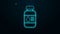 Glowing neon line Printer ink bottle icon isolated on black background. 4K Video motion graphic animation