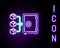 Glowing neon line Proof of stake icon isolated on black background. Cryptocurrency economy and finance collection