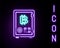 Glowing neon line Proof of stake icon isolated on black background. Cryptocurrency economy and finance collection