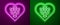 Glowing neon line Psychology icon isolated on purple and green background. Psi symbol. Mental health concept