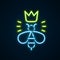 Glowing neon line Queen bee icon isolated on black background. Sweet natural food. Honeybee or apis with wings symbol