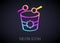 Glowing neon line Ramadan drum icon isolated on black background. Vector