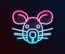 Glowing neon line Rat head icon isolated on black background. Mouse sign. Animal symbol. Vector