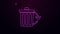 Glowing neon line Recycle bin with recycle symbol icon isolated on purple background. Trash can icon. Garbage bin sign