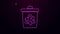 Glowing neon line Recycle bin with recycle symbol icon isolated on purple background. Trash can icon. Garbage bin sign