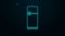 Glowing neon line Refrigerator icon isolated on black background. Fridge freezer refrigerator. Household tech and