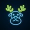 Glowing neon line Reindeer icon isolated on black background. Merry Christmas and Happy New Year. Colorful outline