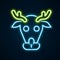 Glowing neon line Reindeer icon isolated on black background. Merry Christmas and Happy New Year. Colorful outline