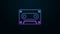 Glowing neon line Retro audio cassette tape icon isolated on black background. 4K Video motion graphic animation