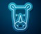 Glowing neon line Rhinoceros icon isolated on blue background. Animal symbol. Vector