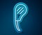 Glowing neon line Rib eye steak icon isolated on blue background. Steak tomahawk. Piece of meat. Vector