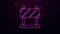 Glowing neon line Road barrier icon isolated on purple background. Symbol of restricted area which are in under