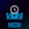 Glowing neon line Robot and digital time manager icon isolated on black background. Time management assistance, workflow