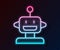 Glowing neon line Robot toy icon isolated on black background. Vector