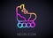 Glowing neon line Roller skate icon isolated on black background. Vector